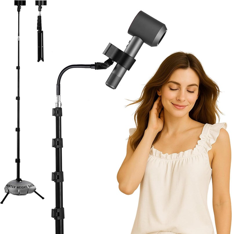 Hugabow Hair Dryer Stand - 360° Rotating Universal Holder, 20-65 Inch Adjustable, Hands Free for Pain Relief & Multi-Tasking - Image 1